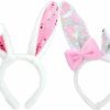 Needzo Fashion Headbands | Needzo Easter Bunny Ears, Sparkly Headband With Reversible Sequins, Cute Soft Touch Rabbit Hair Accessory, One Size (2 Pack)