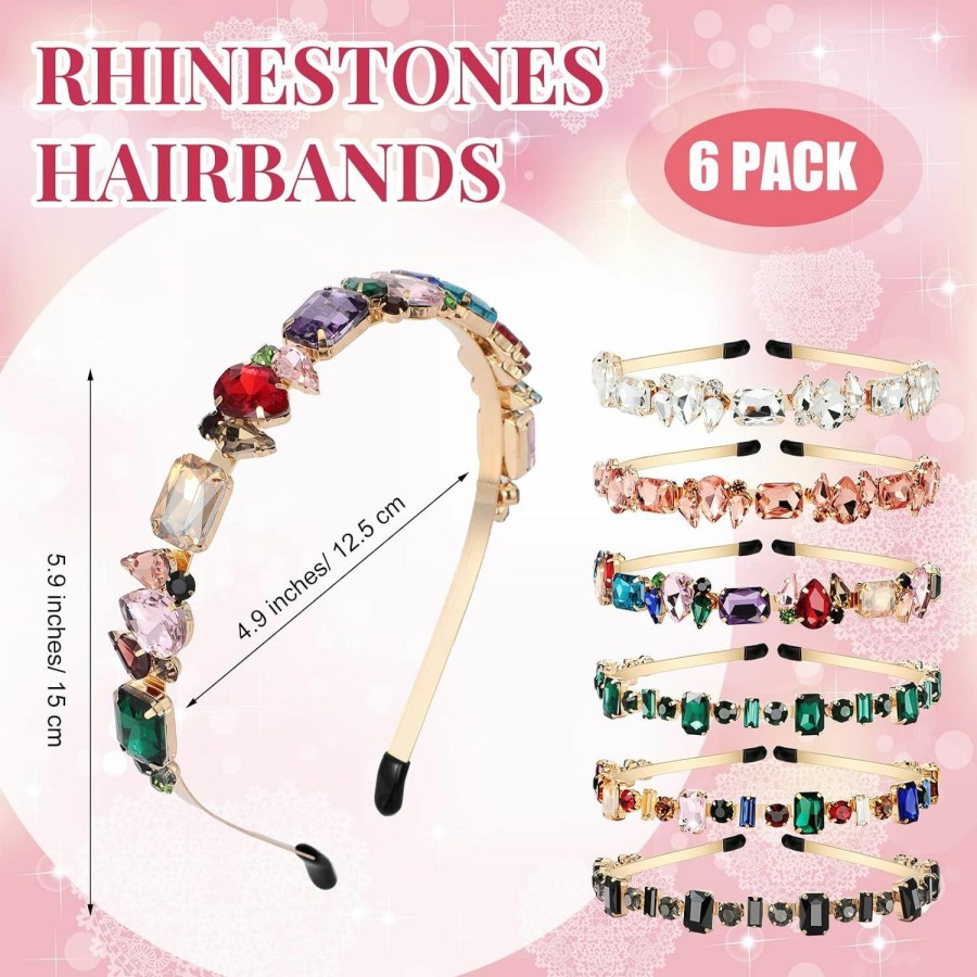 Crowye Fashion Headbands | Crowye 6 Styles Rhinestone Headbands For Women Elastic Crystal Thin Head Bands Bling Jeweled Headbands Colorful Vintage Headband Hair Hoop Hair Accessories For Girls