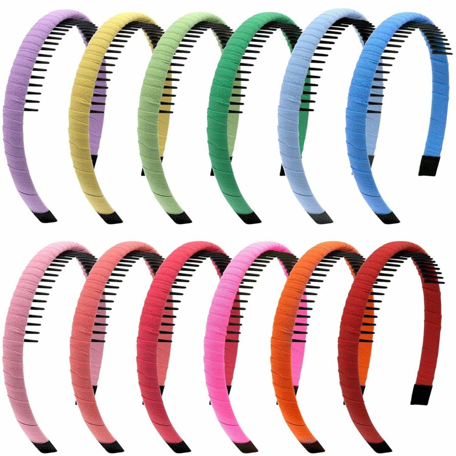 Duufin Fashion Headbands | Duufin 12 Pieces Teeth Comb Headband Non-Slip Hair Headband With Teeth Colorful Teeth Headbands For Women Girls, Candy Color