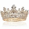 Yopay Fashion Headbands | Yopay Gold Crowns, Full Round Diamond Crystal Bride Bridal Wedding Crowns And Tiaras Vintage Headband Hair Accessories For Women Birthday Prom Queen Pageant