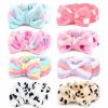 M&C Music Color Fashion Headbands | Spa Headbands, Coral Fleece Makeup Headband Cosmetic Headband, Lovely Face Washing Headband Shower Headbands Headwraps, Soft Bowknot Spa Hair Band Spa Birthday Party Supplies For Girls Women 8Pcs (Bow Hair Band-D)