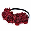 DreamLily Fashion Headbands | Dreamlily Rose Flower Crown Wedding Festival Headband Hair Garland Wedding Headpiece (1-Burgundy)