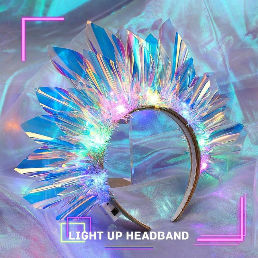 JEAIRTS Fashion Headbands | Jeairts Light Up Headband Led Crown Hair Hoop Glowing Nightclub Headpiece Luminous Hair Band Party Rave Costume Hair Accessories For Women And Girls