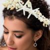 Unicra Fashion Headbands | Unicra Silver Starfish Headband Silver Pearl Bridal Hair Band Sea Shell Hair Hoop Beach Wedding Hair Accessories For Women And Girls