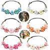 Flyouthe Fashion Headbands | 6 Pcs Flower Crown For Women Girls Flower Headbands Flower Girl Headpiece Bride Bridesmaid Wedding Headdress Boho Flower Head Bands Hair Wreath Accessories Tiara For Little Girls Baby Toddler