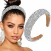 Bouory Fashion Headbands | Bouory Rhinestone Pearl Headband Padded Wide Hairband Bling Crystal Headhoop Glitter Silver Head Bands For Women And Girls (Type A)