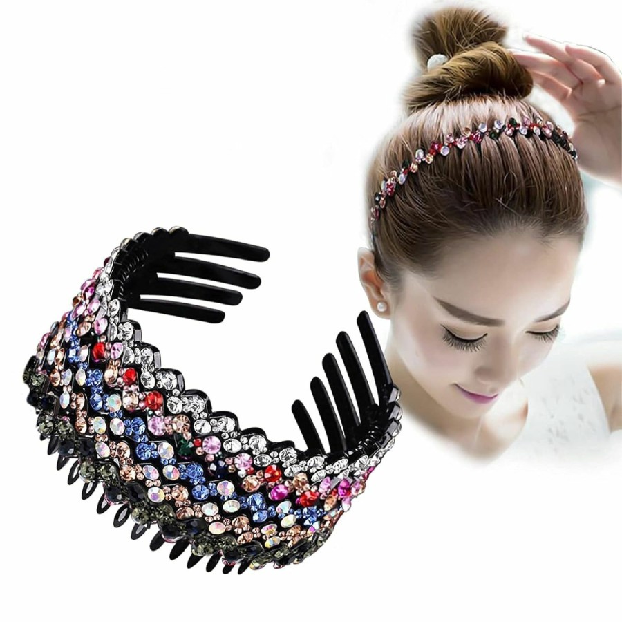 ZOCONE Fashion Headbands | Zocone Wave Rhinestone Headbands, 5Pcs Plastic Tooth Comb Headbands, Crystal Hair Loop Non-Slip Wavy Hairbands For Women Girls