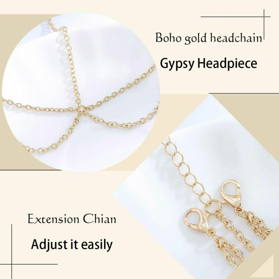 Campsis Fashion Headbands | Campsis Gold Festival Sequins Head Chain Gyspy Headpiece Hair Accessories Jewelry For Women And Girls