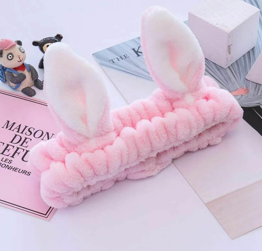 Chinshwehaw Fashion Headbands | Makeup Headband Women'S Cute Rabbit Ears Makeup Fashion Plush Hairband Fashion Cute Fluffy Elastic Makeup Headband Hairband For Shower, Face Washing, Facial Mask, Spa, Cosplay, Party (Purple)