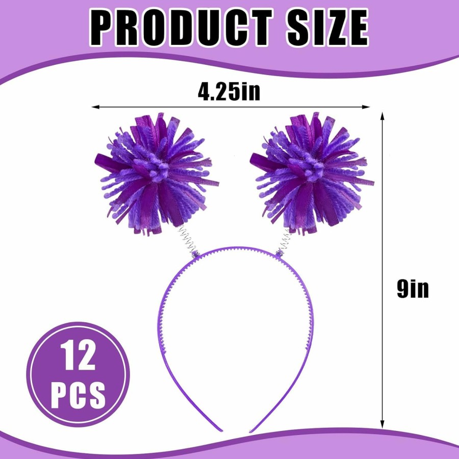 Tigeen Fashion Headbands | Tigeen 12 Pcs Pom Pom Headband Head Bopper With Pom Pom Birthday Party Headwear For Women Adults Accessories (Mixed Color)