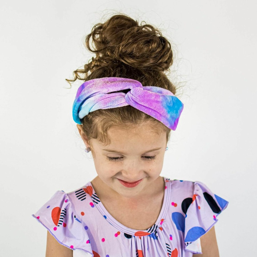 FROG SAC Fashion Headbands | Frog Sac 4 Tie Dye Headbands For Girls, Elastic Knotted Hair Accessories For Kids, Stretch Knot Head Band Hair Accessories For Tweens, Sleepover Party Spa Headband For Washing Face