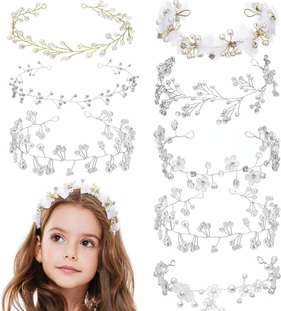 Geosar Fashion Headbands | Geosar 8 Pcs Flower Girl Hair Accessory Flower Girl Headpiece Princess Wedding Headband Hair Band