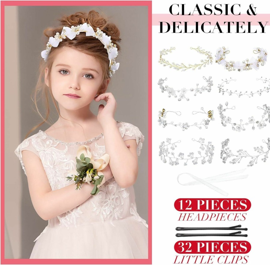 Geosar Fashion Headbands | Geosar 8 Pcs Flower Girl Hair Accessory Flower Girl Headpiece Princess Wedding Headband Hair Band