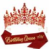 Chanaco Fashion Headbands | Chanaco Birthday Crown Tiaras For Women Birthday Queen Sash Black Crystal Birthday Tiara Rhinestone Birthday Headband Princess Crown For Girls Hair Accessories Happy Birthday Party Decorations