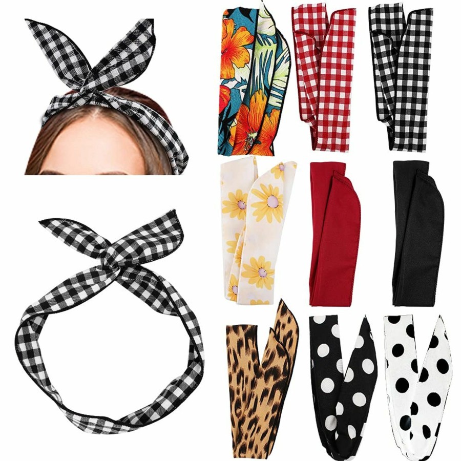 ANBALA Fashion Headbands | Anbala Wire Headbands For Women, Bow Headbands For Women, Wire Twist Headbands, Polka Dot Plaid Leopard Floral Headbands With Rabbit Ears, Tie Headbands For Women Girls Bunny Ear Headbands