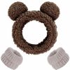 AHONEY Fashion Headbands | Ahoney Spa Bear Ears Headband, Face Wash Headband And Wristband Set, Cute Makeup Skincare Headbands Wrist Bands For Washing Face Elastic Fluffy Headband For Women Girls Cosmetic (Khaki)