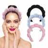 YANGYICHEN Fashion Headbands | Makeup Headband, Spa Headband For Washing Face, 6-Pack Skincare Headbands And Wristbands Set, Sponge Terry Cloth Headbands Face Wash Headband Puffy Headbands For Women And Girls, Pink, Black