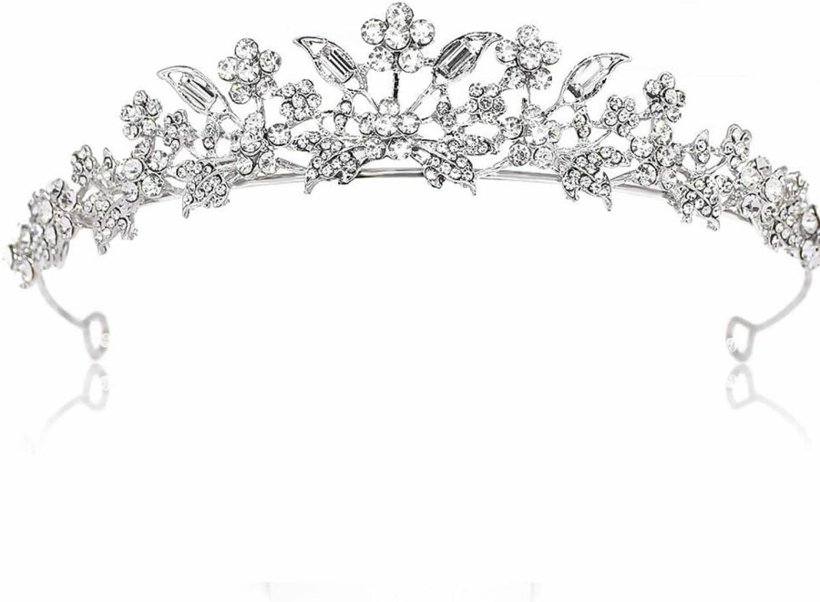 CROWNFAN Fashion Headbands | Rhinestone Crystal Tiaras And Crowns Headband For Women Birthday Pageant Wedding Prom Princess Crown (A-003 Silver)