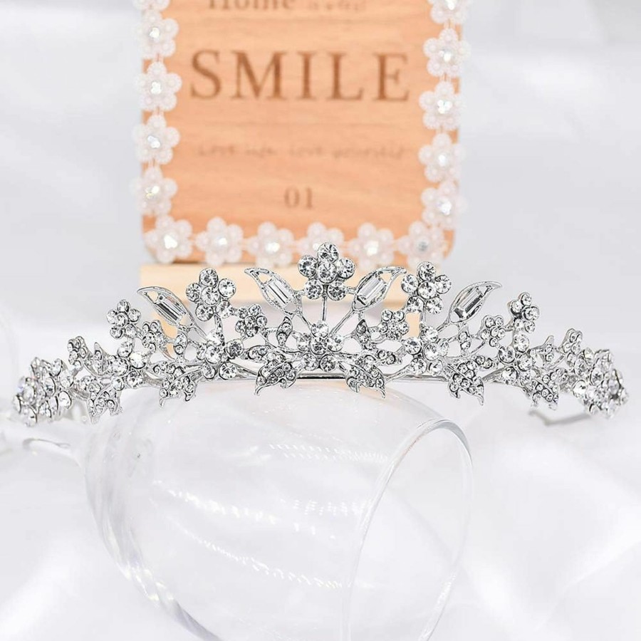 CROWNFAN Fashion Headbands | Rhinestone Crystal Tiaras And Crowns Headband For Women Birthday Pageant Wedding Prom Princess Crown (A-003 Silver)