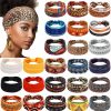 Cindeer Fashion Headbands | Cindeer 24 Pcs Boho African Headbands For Women Girls Vintage Workout Wide Headbands Knotted African Head Wraps Wide Yoga Stretchy Bandeau Leopard Printed Black Hair Bands Head Band Hair Accessories