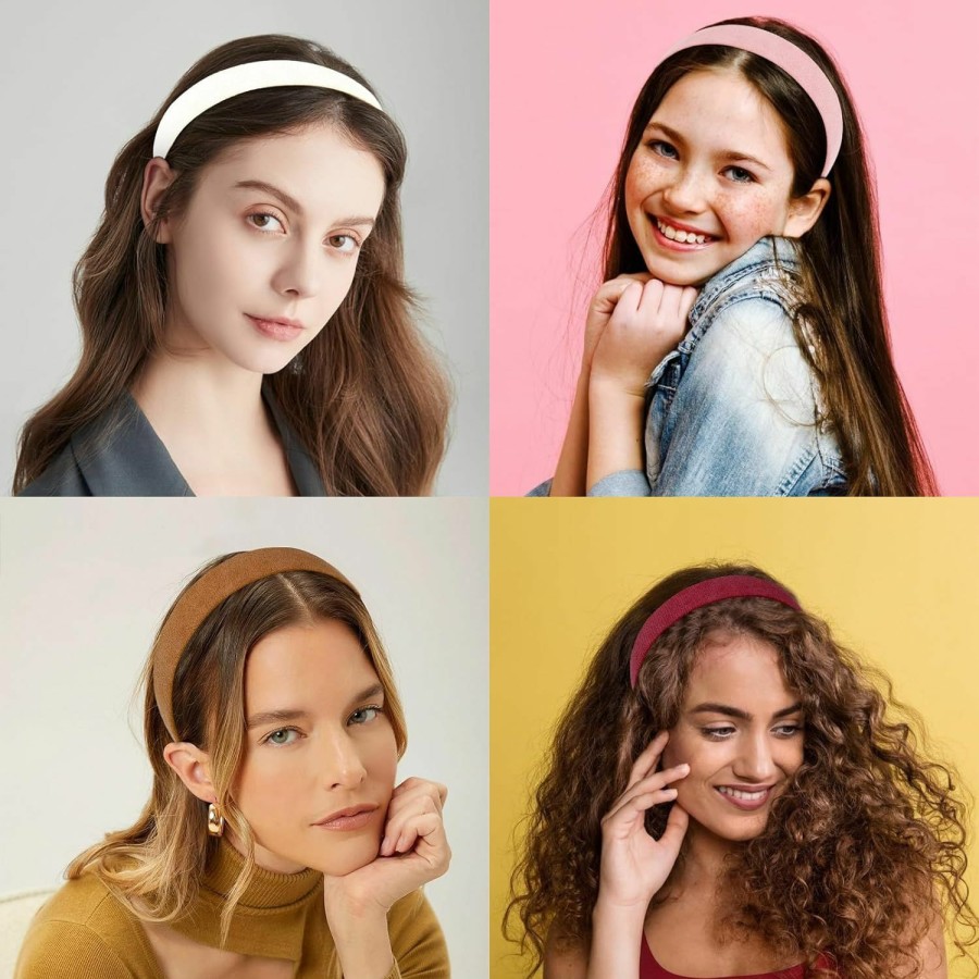 Wecoe Fashion Headbands | Wecoe 10Pcs Suede Like Headbands Women 1 Inch Wide Headbands Red White Black Pink Purple Blue Green Headband Non Slip Fashion Hair Bands Costume Hair Accessories Women Girls Diademas Para Mujer