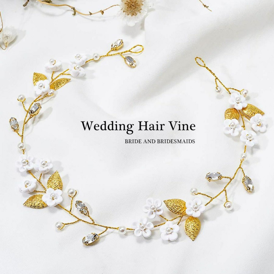 JAKAWIN Fashion Headbands | Jakawin Bride Flower Wedding Hair Vine Leaf Hair Piece Pearl Bridal Headpiece Rhinestone Hair Accessories For Women And Girls Hv103 (Silver)