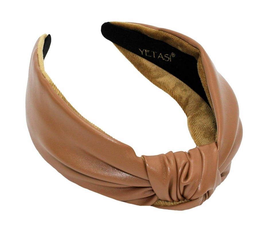 YETASI Fashion Headbands | Yetasi Headbands For Women Black Trendy Head Bands For Women'S Hair Leather Knotted Headband For Women Is A Top Knot Womens Headbands Fashion Designer Headband