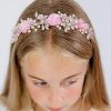 Campsis Fashion Headbands | Campsis Flower Girl Headband Pink Princess Headpiece Crystal Girl Hair Piece Wedding Bride Hair Accessories For Women And Girls