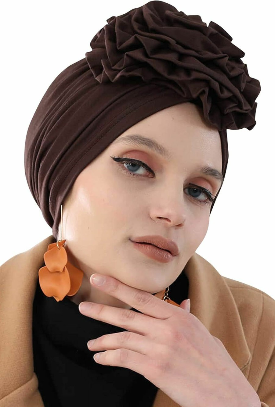 Aisha's Design Fashion Headbands | Aisha'S Design Instant Turban Head Wraps For Women Pretied Hijab Scarves, Rose Detail