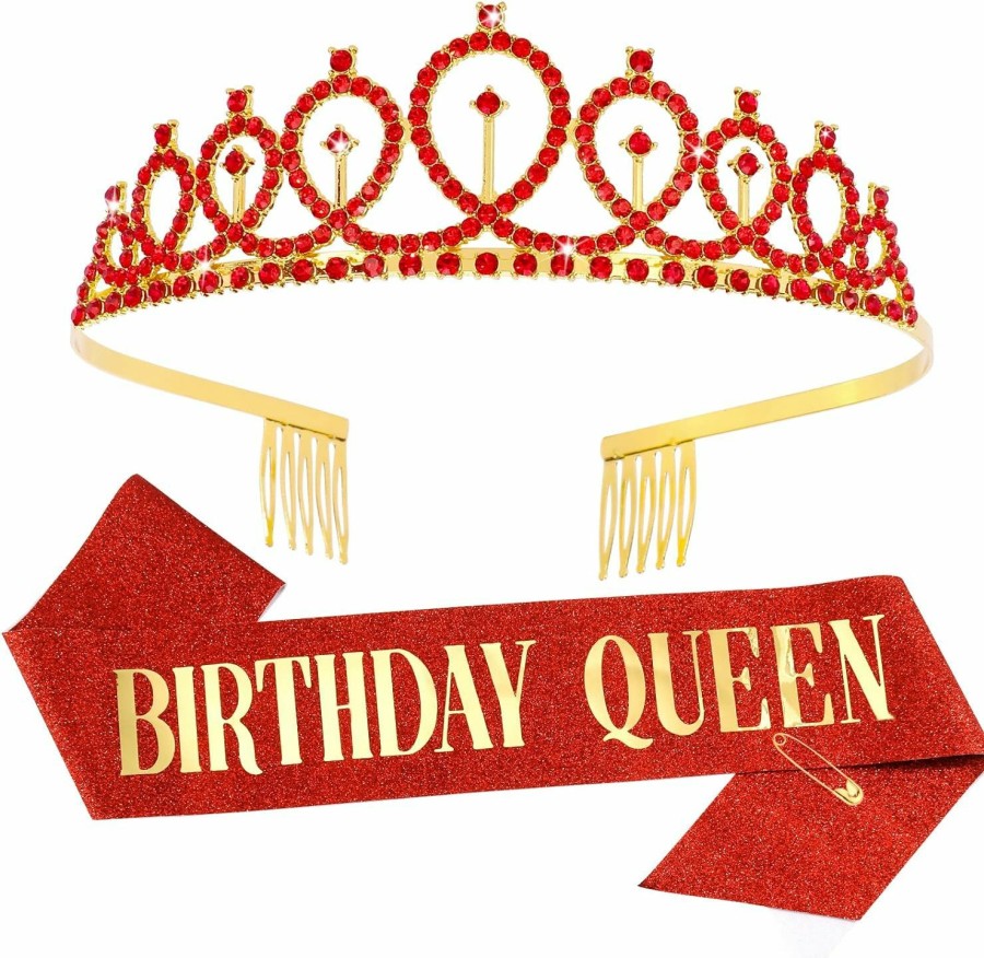 CIEHER Fashion Headbands | Cieher Birthday Queen Sash & Rhinestone Tiara, Birthday Crowns For Women