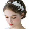 SWEETV Fashion Headbands | Sweetv Flower Bridal Headbands Ivory-Wedding Headpieces Hair Bands Jewelry Hair Accessories For Women Brides