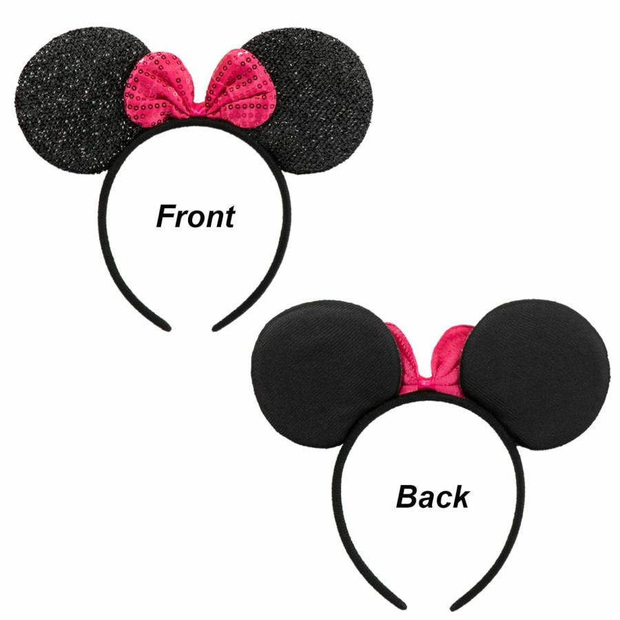 CHuangQi Fashion Headbands | Chuangqi Mouse Ears Solid Black And Bow Minnie Headband For Boys & Girls Birthday Party Or Celebrations (Pack Of 6)