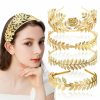 INLAZTIM Fashion Headbands | Inlaztim 5 Pcs Greek Goddess Leaf Headband For Bride, Golden Roman Laurel Leaf Branch Crown Bridal Headpiece Wedding Hairband For Women Tiara Costume Hair Accessories