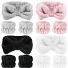 SLNZAPTY Fashion Headbands | Slnzapty 12 Pcs Face Wash Headband Wristband Set For Women Girls, Soft Microfiber Facial Spa Hair Wraps Makeup Skincare Bath Headbands Wrist Bands For Washing Face(White, Pink, Gray, Black)