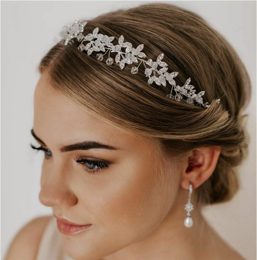 SWEETV Fashion Headbands | Sweetv Silver Rhinestone Wedding Headband Tiara Crystal Headpiece Bridal Hair Accessories For Bride Women