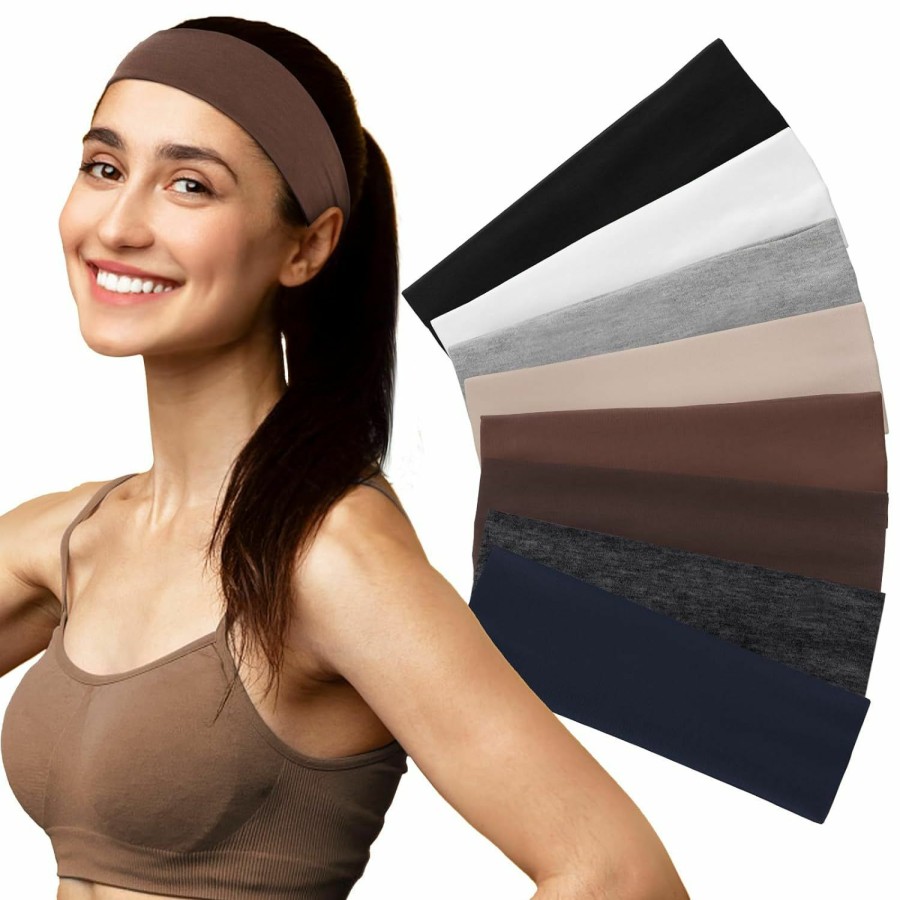 Miucat Fashion Headbands | 8 Pack Headbands For Women, Elastic Non-Slip Hair Bands Workout Headbands For Women Soft Cotton Cloth Sports Headband For Running Yoga Daily Workout