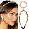 Sinalty Fashion Headbands | Sinalty Gold Jeweled Headbands Pearls Rhinestones Baroque Hair Bands Crystal Hair Hoop With Beaded Hair Ties For Women (Fashion)