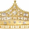 FORSEVEN Fashion Headbands | Forseven King Crown For Men Crystal Pearl Wedding Tiaras Birthday Party Round Crowns