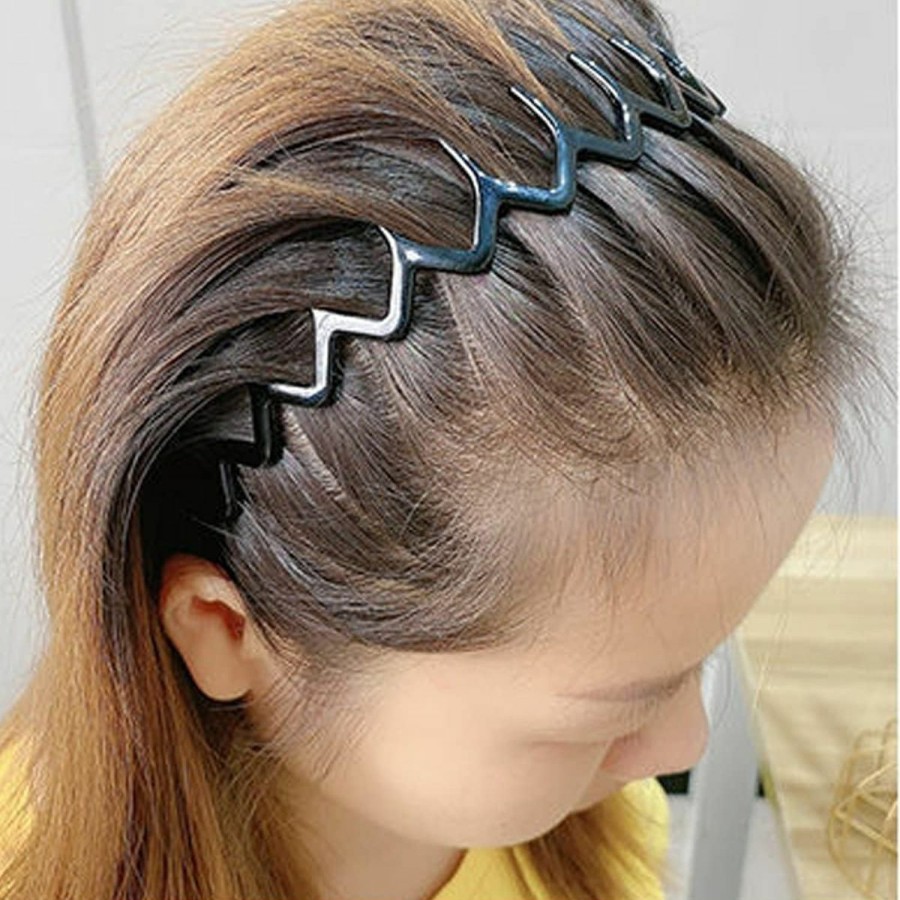 Ycfish Fashion Headbands | Ycfish 2Pcs Zigzag Headband Headband With Teeth Tooth Headband For Women Girls Plastic Wavy Hair Comb Headband Zig Zag Black Plastic Tooth Hair Comb Plastic Headband For Women Men Girl