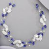 BERYUAN Fashion Headbands | Beryuan Flower Leaf Crystal Wedding Hair Vine For Bride Bridesmaid Pearls Crystal Hair Accessories For Women And Girls Blue