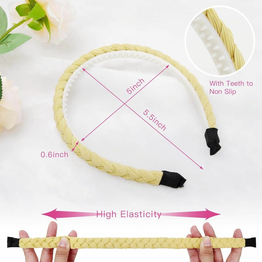 WOVOWOVO Fashion Headbands | Wovowovo Braided Thin Headbands For Women Girls, 6 Pcs Boho Woven Hairbands Fashion Pigtail Style Headband With Teeth, Twisted Combing Hair Hoop Accessories