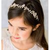 SWEETV Fashion Headbands | Sweetv Flower Girl Headpiece For Wedding Hair Accessories Little Girls Toddler Kids Handmade Flower Headband Princess Crystal Hair Bands For Birthday Party Photography