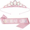 SuPoo Fashion Headbands | Supoo Tiaras For Girls Birthday Crown Birthday Girl Sash Princess Crown Birthday Girl Headband Crystal Birthday Tiara Crown For Girls Rhinestone Happy Birthday Accessories Gift