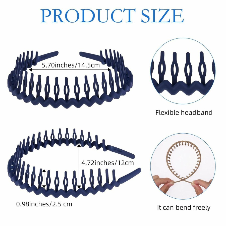 WLLHYF Fashion Headbands | Wllhyf 6 Pieces Shark Tooth Hair Comb Headbands For Girls Women Plastic Wave Shape Headbands Non-Slip U Shaped Colorful Shark Tooth Hair Bands Hair Styling Accessories