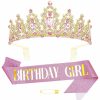 Didder Fashion Headbands | Gold Birthday Girl Sash & Crystal Crown Set, Didder Birthday Crown Birthday Tiara For Women Birthday Crowns For Women Girls Birthday Sash And Tiara For Women Happy Birthday Gift