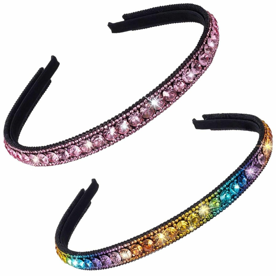 HINZIC Fashion Headbands | Hinzic 2 Pack Non-Slip Rhinestone Headbands For Women, Sparkling Crystal Hair Bands For Bridal Wedding, Bling Diamond Hair Styling Clips Accessories For Girls- Black & White