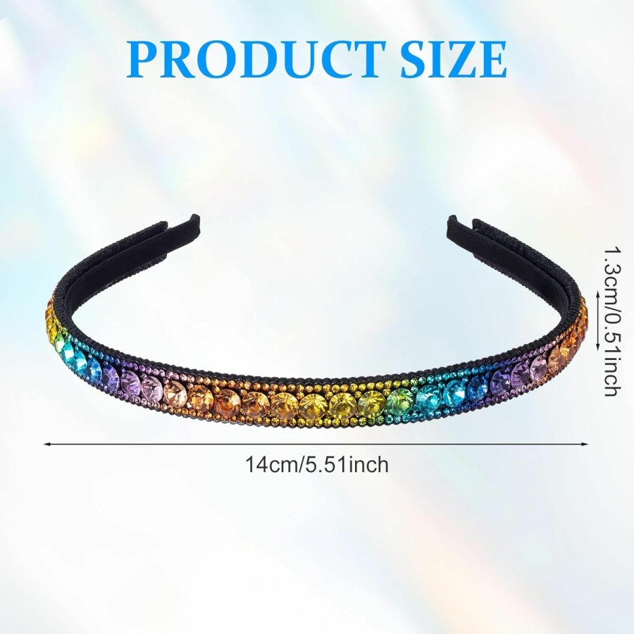 HINZIC Fashion Headbands | Hinzic 2 Pack Non-Slip Rhinestone Headbands For Women, Sparkling Crystal Hair Bands For Bridal Wedding, Bling Diamond Hair Styling Clips Accessories For Girls- Black & White