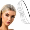 deladola Fashion Headbands | Deladola Rhinestone Elastic Head Chain Jewelry Silver Crystal Headband Easter Sparkly Headpiece Wedding Accessories Party For Women