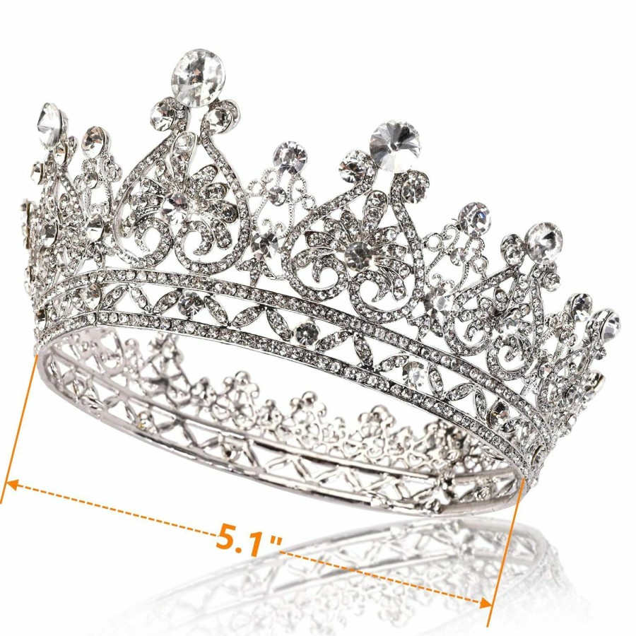 Yopay Fashion Headbands | Yopay Crystal Queen Crowns, Full Round Women Bridal Diamond Crowns And Tiaras Cake Topper For Birthday Pageant Prom Wedding Party Christmas Halloween Costume, Silver