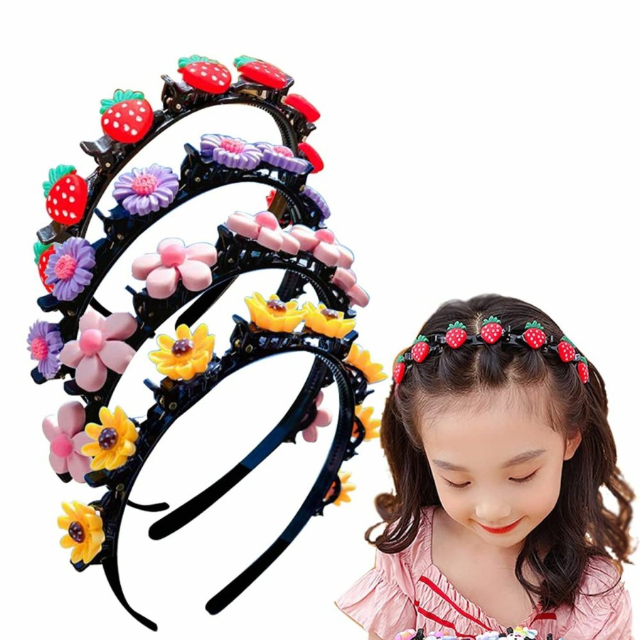 Aaiffey Fashion Headbands | Aaiffey Sweet Princess Hairstyle Hairpin For Girl, Double Layer Headbands With Clips Twist Plait,Fashion Hair Hoops Cute Double Bangs Hairpin Headbands For Women Girls 4Pcs